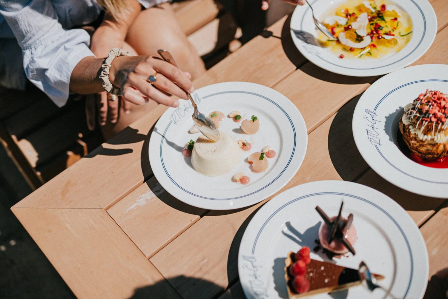 Plates served on the terrace at RT Café Grill